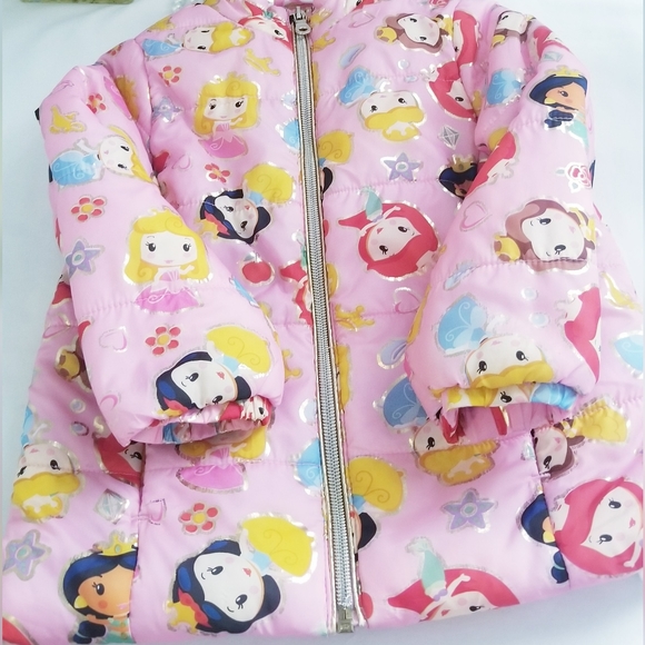 DISNEY Princess Characters Print Pink Puffer Jacket - Picture 6 of 14